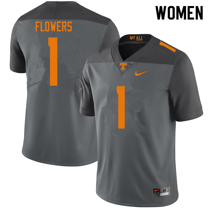 Women #1 Trevon Flowers Tennessee Volunteers College Football Jerseys Sale-Gray
